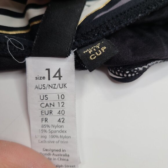 Bond-Eye Nip Tuck Joanne Black Nautical Striped One-Piece Multicup Swimsuit - Picture 8 of 9